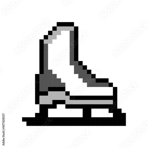 Pixel Art Ice Skate Shoe Retro Winter Sport Icon