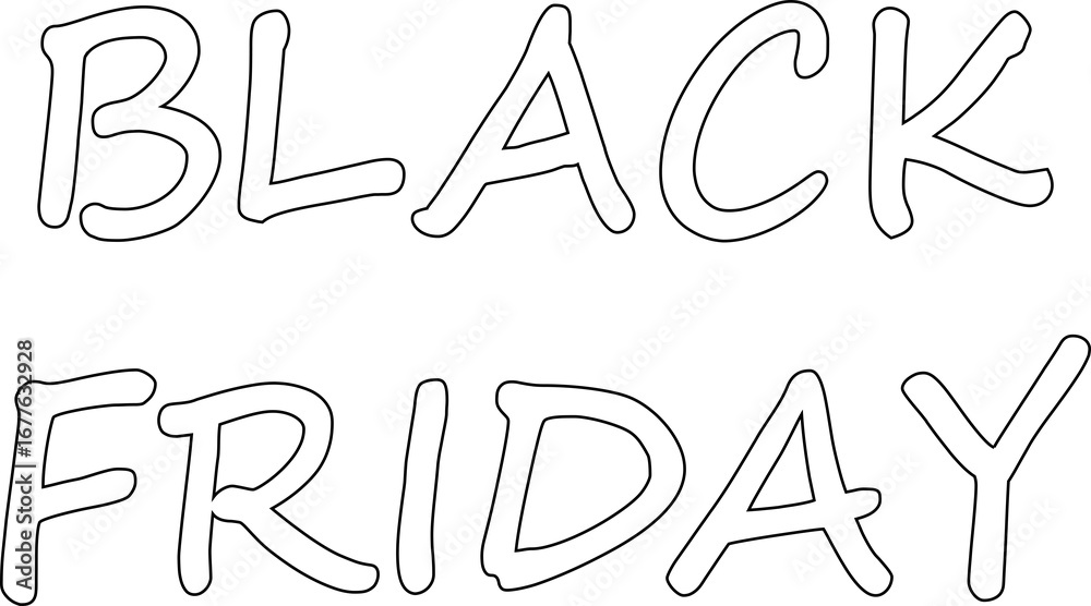 Fototapeta premium Black Friday Sales design for poster, flyer, banner or label in hand written style. Black Friday template for advertising, social media post text design.