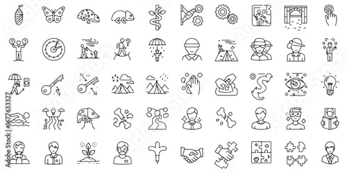 Adaptability Line Icon Set.