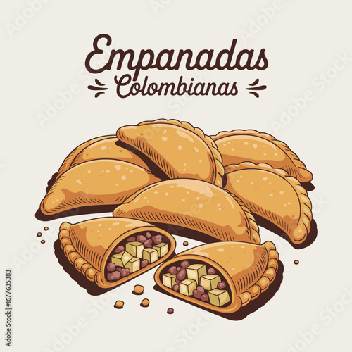 Colombian Empanadas with Potato and Beef Illustration