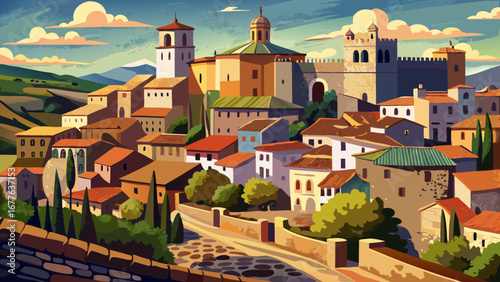 The Old Town of Cáceres in Spain blends Roman, Islamic, and Gothic architecture, its narrow cobbled alleys and stone mansions creating a timeless medieval atmosphere.