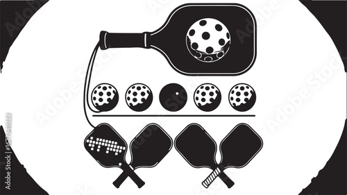 Pickleball Equipment Set with Paddles and Balls on White Background sport