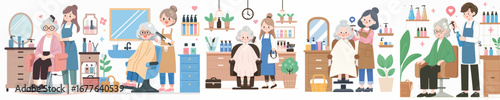 vector of grandmother going to the salon