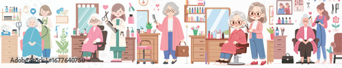 vector of grandmother going to the salon