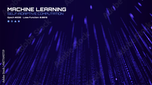 Machine learning self-adaptive computation interface with loss function data. Digital technology and artificial intelligence concept.
