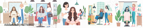 vector of woman going to the salon