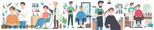 vector of young man going to the salon