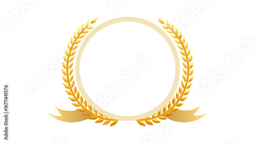 Oval frame with golden laurel wreath and ribbon banner for awards and recognition design element vector
