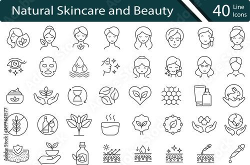 Natural Skincare and Beauty Icons – Organic, Wellness, and Cosmetic Symbols..eps