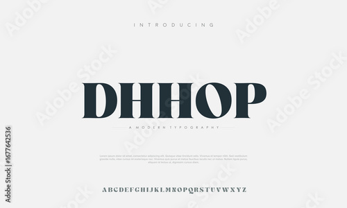 Dhhop Modern abstract digital tech font. Logo creative font, type, technology, movie, digital, music, movie. Font and illustration in vector format.
