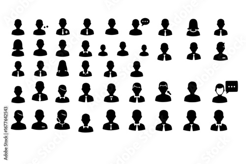 Set Of Users Icons Isolated Silhouette Solid Icon With User, Avatar, Business, Illustration, Icon, Vector, People Infographic Simple Vector Illustration Logo
