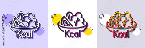 Salad line icon. Halftone dotted pattern. Gradient icon with grain shadow. Diet kcal sign. Low calories food symbol. Line salad icon. Various designs. Vector