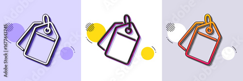 Sale tags line icon. Halftone dotted pattern. Gradient icon with grain shadow. Shopping labels. Discount coupon symbol. Line sale tags icon. Various designs. Vector