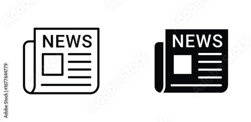 Newspaper icon set for news media press and daily publication information
