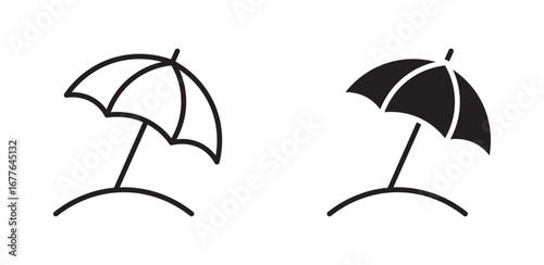 Beach umbrella icon. Vacation symbol. sea beach vector illustration. Holiday travel sign. 