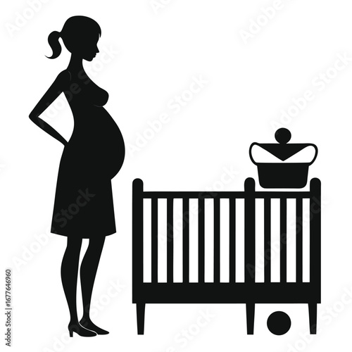 Pregnancy Silhouette Vector icon on white background