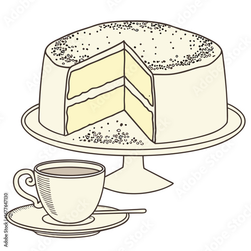 Delicious classic vanilla butter cake dusted with sweet powdered sugar perfect for baking and dessert themes