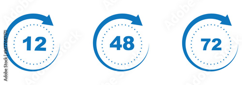 48, deo, logo, week, hour, 12, 24, 72, symbol, arrow, sign, discount, offer, number, shipping, deodorant, day, remain, work, clock, effect, circle, template, deal, shop, icon, isolated. EPS 10