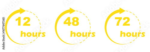 Compact UI and Repeating Clocks Pack. Red small-clock grid with arrow accents. 12, 48 and 72 hours clock arrow. Clock arrow vector work time Time Tracking and Management Infographic. EPS 10