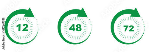 48, deo, logo, week, hour, 12, 24, 72, symbol, arrow, sign, discount, offer, number, shipping, deodorant, day, remain, work,  clock, effect, circle, template, deal, shop, icon EPS 10