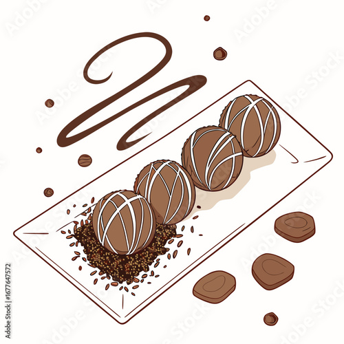 Close up illustration of a hand breaking a chocolate bar in half showcasing a delicious treat being snapped into two pieces perfect for food related designs