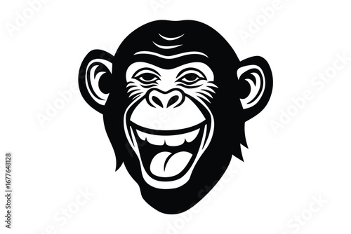 chuckling chimp vector icon on white