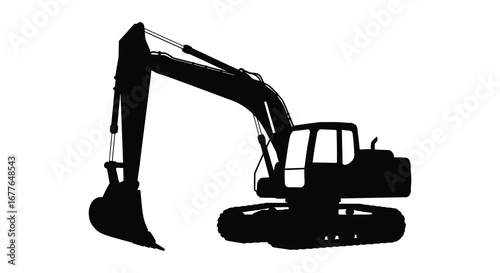 Excavator Silhouette Heavy Construction Equipment for Building Infrastructure and Development Projects