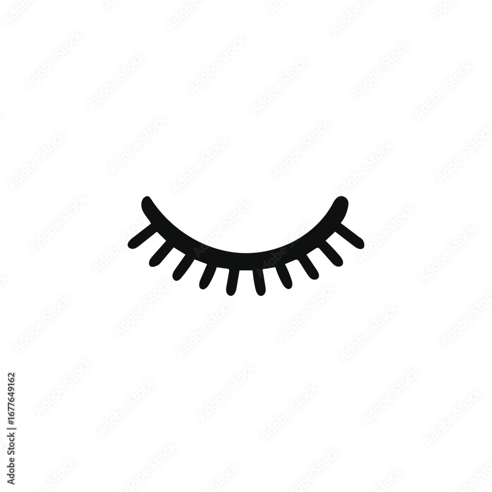 Obraz premium Simple graphic of a closed eye with prominent eyelashes