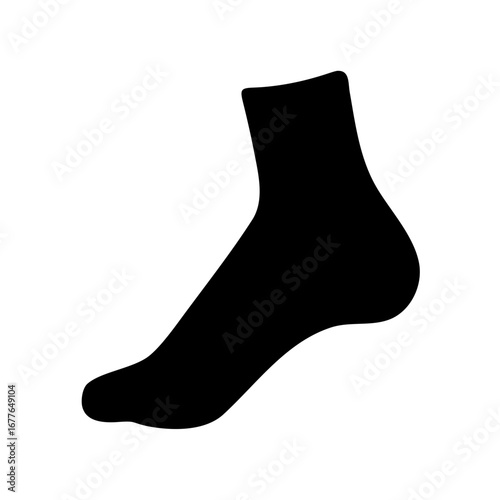 A Black Silhouette of a Sock on a White Background in Detail