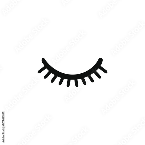 Simple graphic of a closed eye with prominent eyelashes