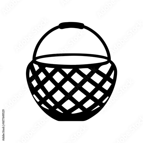 Woven basket illustration for collecting vegetables or other items with a handle