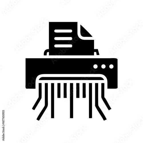 Document shredder with shredded paper underneath, a symbol of information destruction