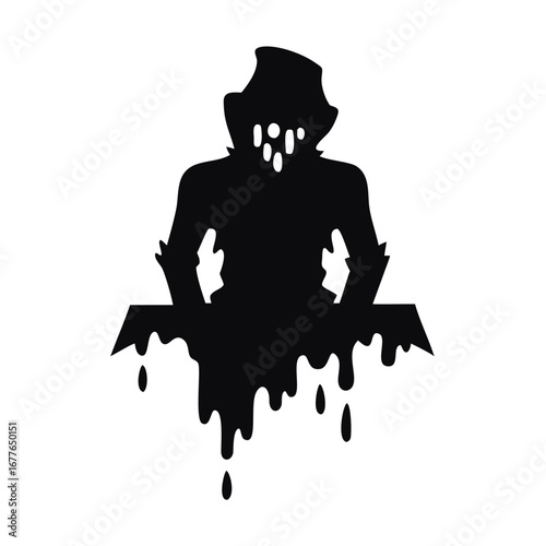 Scary Monster Silhouette with Dripping Liquid, Possible Horror Movie Character Design