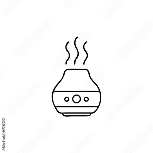 Simple vector illustration of an essential oil diffuser releasing fragrance and aroma