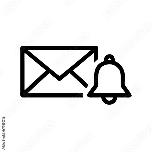 Email notification with a bell icon, a symbol for updates and alerts