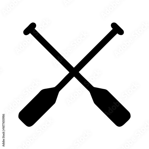 Vector Illustration of Two Black Crossed Oars for Boating Activities