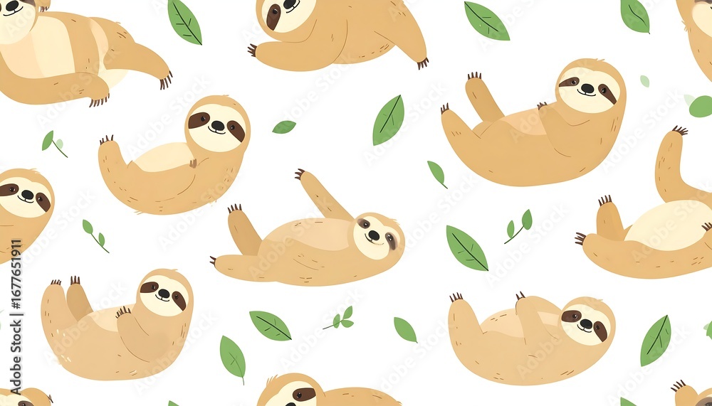 Fototapeta premium Cute sloth pattern