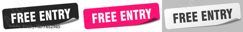 free entry sticker. free entry sticker set on white background