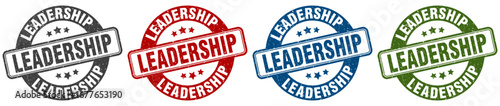 leadership stamp. leadership round stamp set isolated on white background