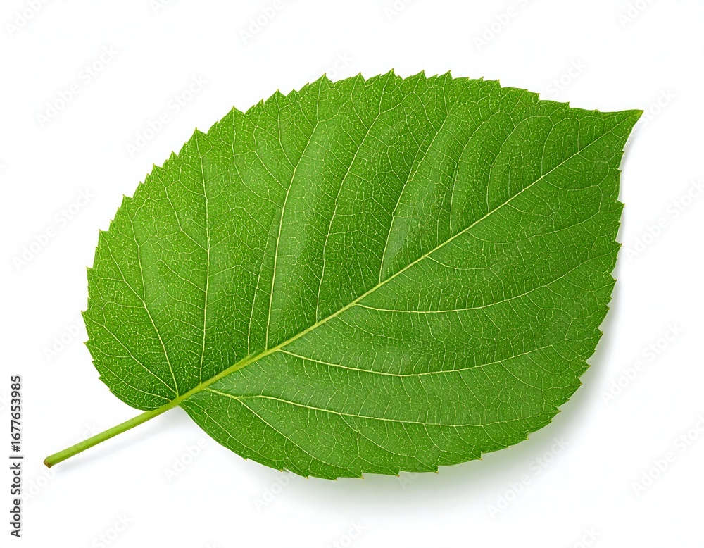 Obraz premium Green leaf on white background