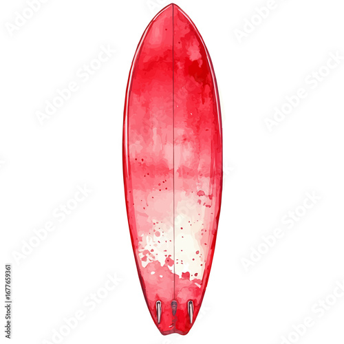 watercolor vector of Surfboard, isolated on a white background.