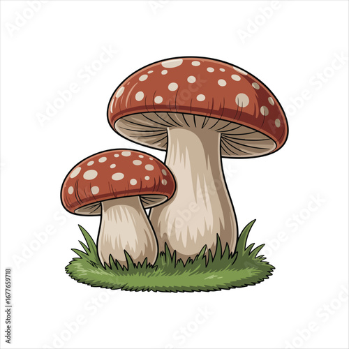 mushrooms in grass