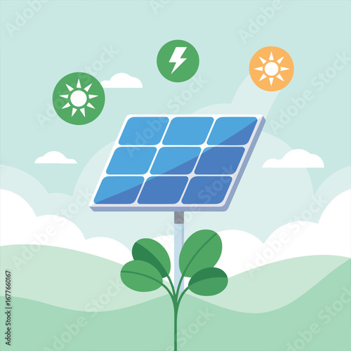 ecology concept with solar panels