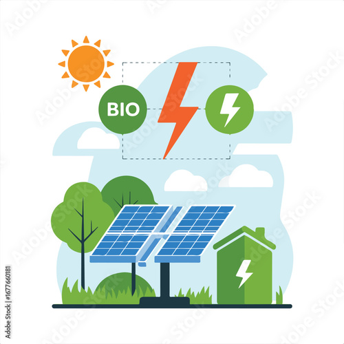 ecology concept with solar panels