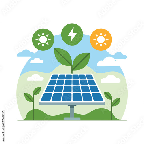 ecology concept with solar panels
