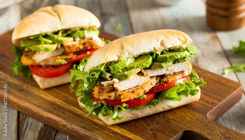 Wallpaper Mural Chicken sandwiches with avocado and tomato Torontodigital.ca