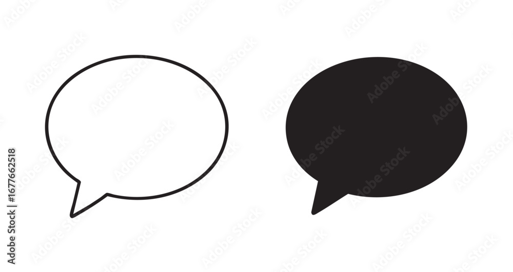 Fototapeta premium Two speech bubbles one black and one white on a white background
