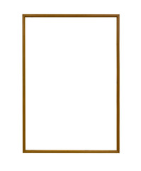 Simple vertical wooden frame isolated on white background. Minimalist design suitable for artwork,