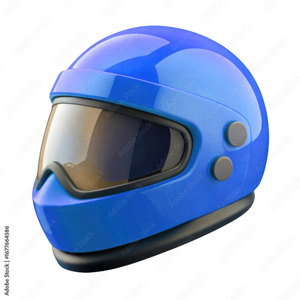 Fototapeta premium 3d glossy blue motorcycle helmet with tinted visor