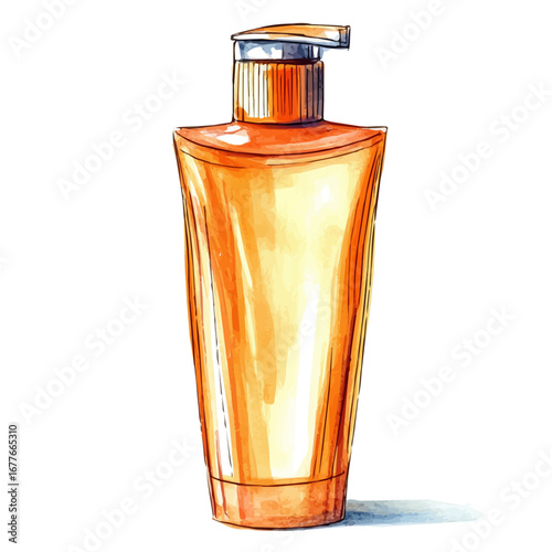 watercolor vector of Sunblock Lotion, isolated on a white background.